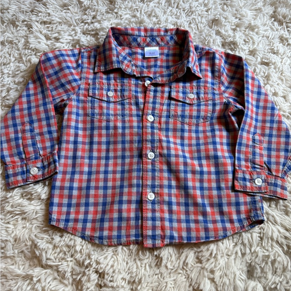 Gymboree Red and Blue Plaid Button Down Shirt